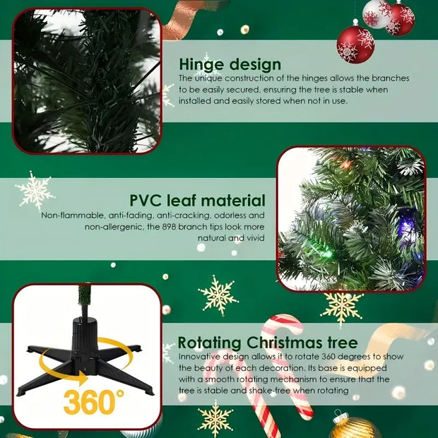 Christmas Tree with 300 Lights Artificial Xmas Tree with 360 Rotation