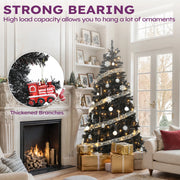 6 ft Prelit Black Christmas Tree Artificial with 818 Branch Tips & 250 Lights