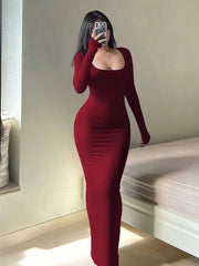 Causual Fashion Scoop Neck Long Dress