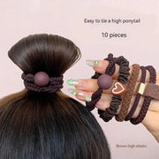 10PCS Women's Hair Ring Set Hair Accessories High Elasticity Leather Band