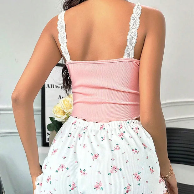 lace lace camisole vest shorts sleepwear