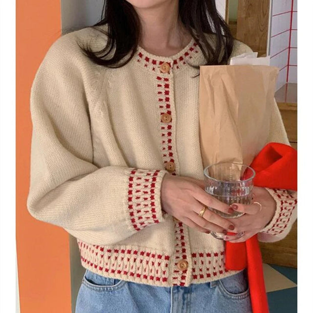 SURWENYUE Long Sleeve Knitted Cardigan Loose Sweater Winter