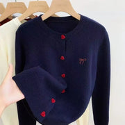 AOSSVIAO Knitted Cardigan Bow Embroidery