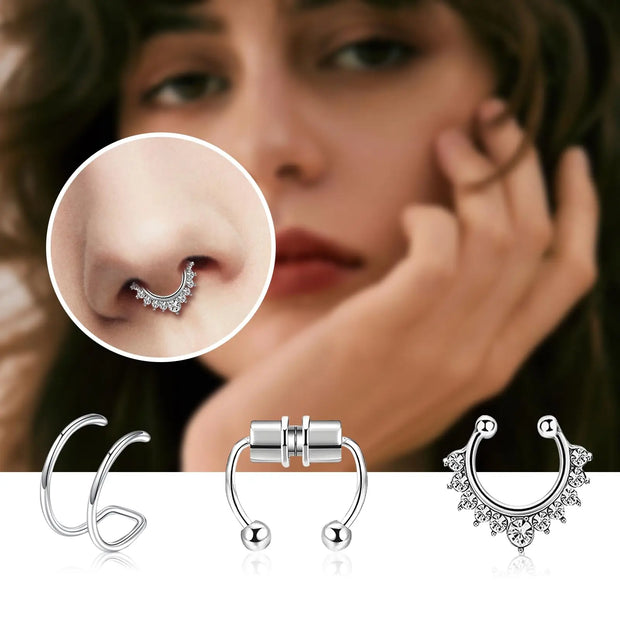 6pcs/Set Stainless Steel Nose Ring Septum Non-Piercing