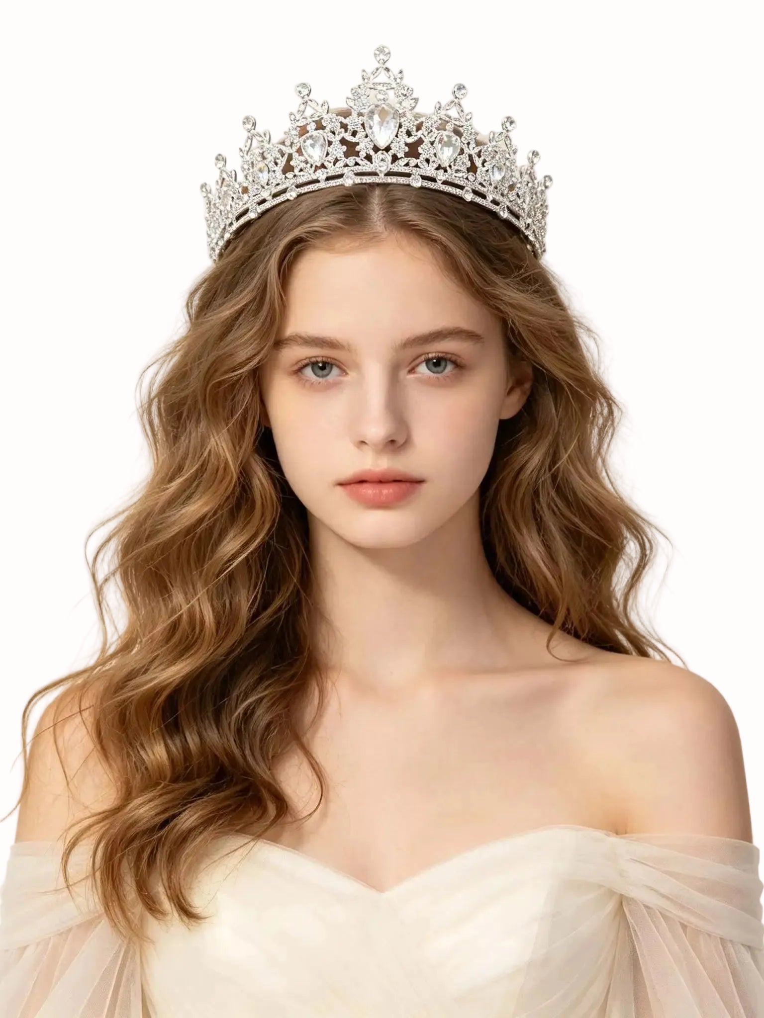 Wedding Hair Tiara Crystal Bridal Tiara Crown Silver Color Diadem Veil Tiaras Wedding Hair Accessories Headpieces Head Jewelry