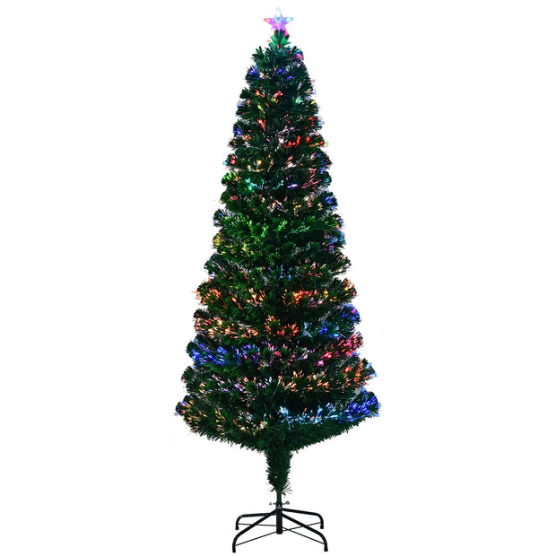 6FT Pre-Lit LED Artificial Christmas Tree Fiber Optic Xmas Holiday Season