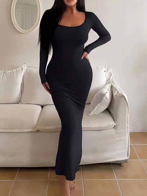 Causual Fashion Scoop Neck Long Dress