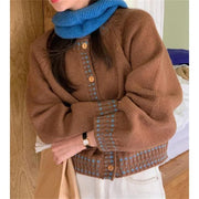 SURWENYUE Long Sleeve Knitted Cardigan Loose Sweater Winter