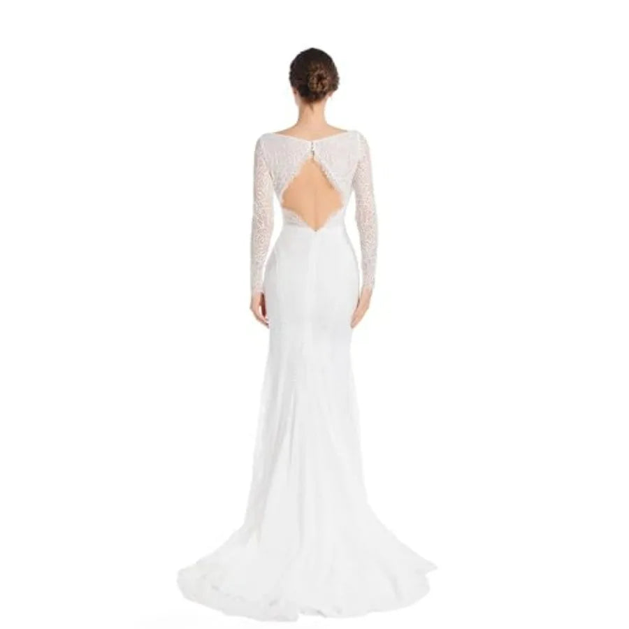 Mermaid Wedding Dresses for Bride Classy lace Boho Long Sleeve Open Back Bohemian Wedding Gowns