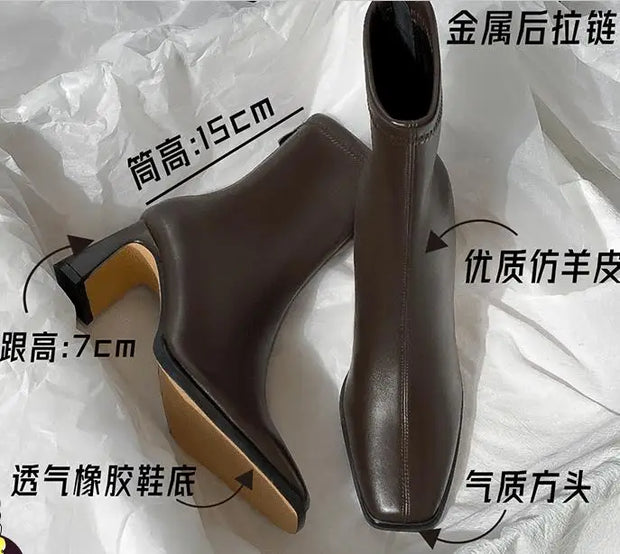 Square Ankle Boots Autumn Comfortable