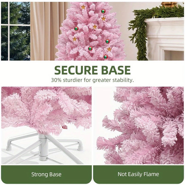 Pink Artificial Christmas Tree, Flocked Spruce Artificial Christmas Tree