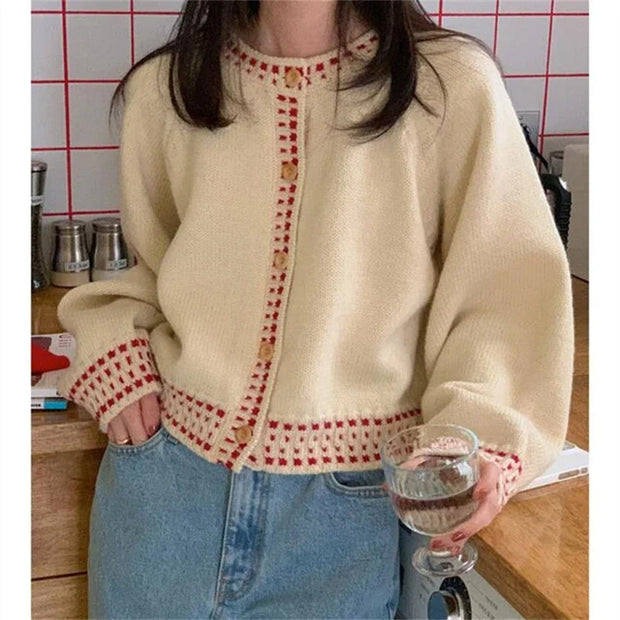 SURWENYUE Long Sleeve Knitted Cardigan Loose Sweater Winter