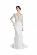 Mermaid Wedding Dresses for Bride Classy lace Boho Long Sleeve Open Back Bohemian Wedding Gowns