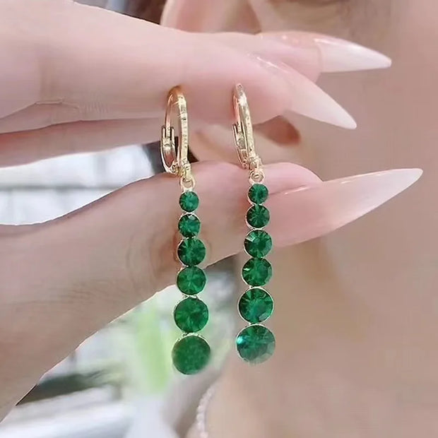 Green Zircon Crystal Water Drop Earring